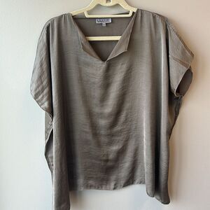 tutu & lili blouse tunic grey brown one size short sleeve polyester
